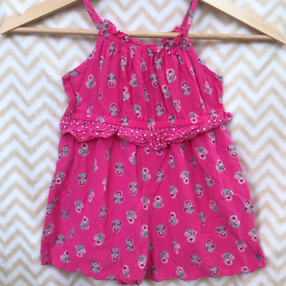 Pink Flower Print Ruffle Romper - Picture 2 of 2